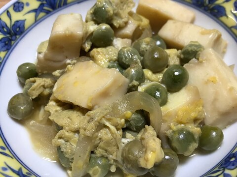 実エンドウ豆と豆腐の卵とじ